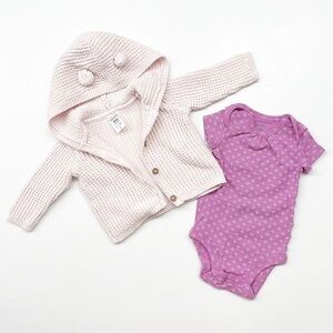 Carter's baby girls knit cardigan + purple bodysuit